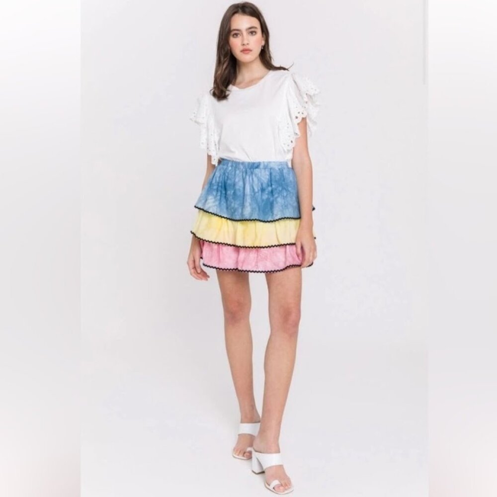 BNWT Anthropologie Free the roses Pastel Rainbow Skirt Size S